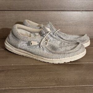 Hey Dude Wally Women Light Gray Slip On Loafers Size 9